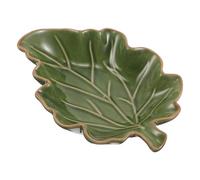 Mipcase Outdoor Ceramic Butterfly and Bee Waterer in Leaf Shape Garden Pollinator Feeder Bowl with Nature-inspired Design, 18x13x4cm, for Outdoor Lawn and Garden Insect Hydration