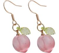Mipcase Peach Fruit Hook Earrings for Women Teens, 1 Pair Dainty Pink Drop Earrings, Cute Aesthetic Jewelry for Teen