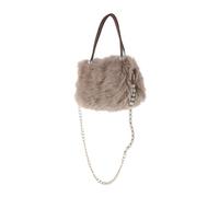 Mipcase Plush Crossbody Bag Fuzzy Crossbody Bag Elegant Plush Synthetic Leather Artificial Pearl Pearl Chain Handle Portable Compact Women for Winter Quick Errands Random Color