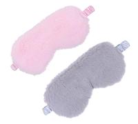 Mipcase Plush Sleep Eye Mask 2pcs with Heart-Shaped Design, Soft Silk-Like Fabric, Blackout Cover for Travel and Relaxation, Includes Pink Grey Sleeping Blindfolds for Women