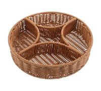 Mipcase Portable Woven Fruit Basket with Divider and Versatile Compartmental Design, Pp Material Storage Tray for Bread, Candy, and Snacks Suitable for Offices and Other Settings