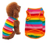 Mipcase Rainbow Stripe Dog Vest Comfortable Pet Clothes for Dogs Easy to Wear Design for Outdoor Activities Stylish Puppy Waistcoat