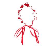 Mipcase Red Flower Headdress Wedding Bride Hair Band Flower Headband for Women Bridal Hair for Wedding Guest
