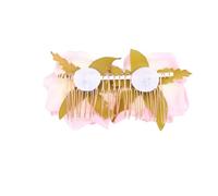 Mipcase Rose Hair Comb Bridal Hair Accessory Dual Soft Cloth Flowers Light Pink for Brides Bridesmaids Party Side Comb