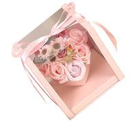 Mipcase Rose Scented Soap Flower Box in Heart Shape Decorative Soap Set for Mother's Day and Birthday Flowers for Bath and Beauty Care