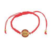 Mipcase Saint Benedict Handmade Red Waxed Cord Bracelet, Adjustable Catholic Braided Wrist Jewelry for Men and Women, Religious Prayer Protection Bracelet