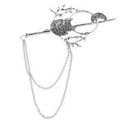 Mipcase Silver Animal Hair Clip with Moon and Wolf Head Design Alloy Material Versatile Accessory Gentle on Hair for Festive Occasions and Gatherings Unique and Playful for Women