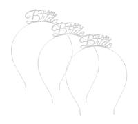 Mipcase Silver Metal Bride Headband 3Pcs for Bachelor Party Headdress with Tightly Hold Hair Feature, for Girls Parties and Photo Props