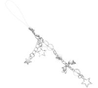 Mipcase Silver Star and Butterfly Bow Phone Charm Chain for Women, Cute Decorative Mobile Phone Strap Accessory, Aesthetic Cellphone Keychain Pendant for Girls