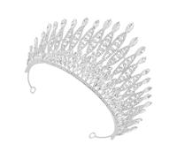 Mipcase Silver White Bridal Crown Headband with Dazzling Rhinestones Lightweight Wedding Accessories for Bride Elegant Prom and Party Headpiece