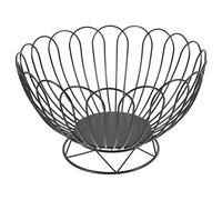 Mipcase Vegetables Iron Basket Bread Serving Basket Large Diameter Ring Base Iron Multi-Functional Firmly Placed Black Elegant Chic Table for Room Decoration and Hotel Use