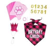 Mipcase Versatile Pet Birthday Party Set Dog Cat Rabbit Decorations Hat Banner Bandana Safe Polyester Material