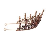 Mipcase Vintage Baroque Crystal Rhinestone Tiara Crown Hair Accessory Retro Headband for Bride Wedding Party Queen Headdress in Antique Copper with Purple Gem