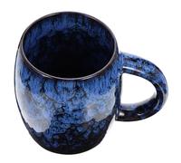 Mipcase Vintage Ceramic Coffee Mug Large Latte Art Cup Blue Retro Cappuccino Cup Milk Mug for Hot Drinks Desktop Use