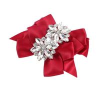 Mipcase Wedding Shoe Clips Bow Shape with Crystal Decor Removable Burgundy Ribbon Shoe Charms for High Heels and Flats 1 Pair for Wedding and Party