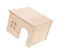 Mipcase Wood Hamster House Large Rabbit Castle with Ladder Natural Wood Feeding Watering Platform Escapeproof Design for Small Animals Easy to Clean Assemble Bunny Hideout