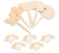 Mipcase Wooden Plant Labels Stakes 50pcs for Garden and Indoor Use, Lightweight Rectangular and Flower-Shaped for Herb and Plant Identification, Suitable for Potted and Outdoor Gardening