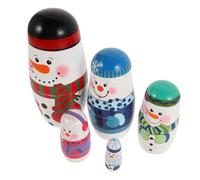 Mipcase Wooden Snowman Nesting Dolls for Educational Matryoshka Enhancing Hand Eye Coordination and Logical Thinking Childsafe Christmas Birthday Gift