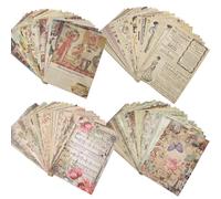 MIPIACE 120 Pieces Scrapbooking Paper Decoration 14 x 20 cm Scrapbooking Stickers 4 Styles Vintage Scrapbooking Decoupage Paper Design Paper Decorative Paper for Photo Album Notebook Diary Scrapbook
