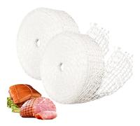 MIPIACE 2 Pcs Meat Netting Roll 3m Elastic Ham Sausage Net Poultry Ham Netting White Smoked Meat Poultry Precut Butcher Twine Net for Cooking Sausage Making or Drying Deli Meats Supplies