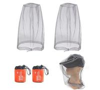 MIPIACE 2 PCS Mosquito Head Net,Midge Head Net,Insect Netting Midge Hood,Head Mesh Net Hat,Nylon Face Net Mesh with Storage Bag for Outdoor Hiking Camping Climbing Fishing and Walking