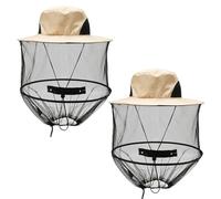 MIPIACE 2 Pcs Mosquito net hat,Midge Head Net Hat,Beekeeper Beekeeping bee Veil hat,Mosquito Insect Bug Net Hats,Anti-Mosquito Fishing Hat for Outdoor Camping Gardening and Fishing
