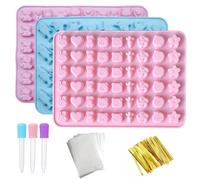 MIPIACE 3Pcs Silicone Gummy Candy Molds Candy Silicone Molds Gummy Bear Moulds with 3 Droppers 50Transparent Bags 50Cable Ties Sweet Moulds Gummy Mould Non-Stick Jelly Mold for Candy Gummy Chocolate