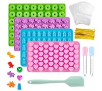 MIPIACE 4 Pcs Gummy Bear Mould Silicone Gummy Candy Mold with 2 Droppers Sweet Mould Small Silicone Moulds Jelly Moulds for DIY Candy Chocolate Cookie Wax Melt