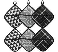 MIPIACE 6 Pieces Pot Holders with Pocket Cotton Pot Holder Multifunction Heat Resistant Oven Square Hot PadsPotholders for Kitchen Square Potholder for Cooking Kitchen Accessories Baking Microwave
