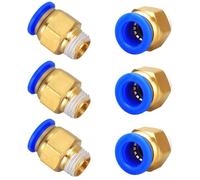 MIPIACE Push In Compressed Air Connection 14 mm 3/8 Inch Pneumatic Push to Connect Fittings PT Male Thread Straight Insert Hose Compressed Air Coupling Plug Connection for Air Hoses Pack of 6