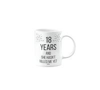 MIPOMALL Funny 18 Years Anniversary Mug, 18th Wedding Anniversary Present, Joke or Silly Gift for Wife or Partner, Presents for Christmas, mm-CA_218_19
