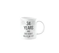 MIPOMALL Funny 34 Years Anniversary Mug, 34th Wedding Anniversary Present, Joke or Silly Gift for Wife or Partner, Presents for Christmas, mm-CA_218_35