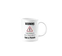 MIPOMALL Funny Gun & Pistols Mug, Warning This Person Will Talk About, Birthday Present, Gift for Someone who Loves Gun & Pistols, mm-CA_148_14