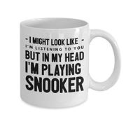 MIPOMALL Funny Snooker Mugs Coffee Cup Tea Gifts Humor for him her Women Men Colleague Office Sport Loves I Might Look Like I am I'm Listening to You but in My Head Hobby Plays