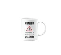 MIPOMALL Greek Food, Foodie Gifts, Funny, Joke or Silly Mug, Birthday Gifts for Men, Women Best Friend, Secret Santa, Presents for Christmas, Warning This Person Always eats, mm-CA_241_51