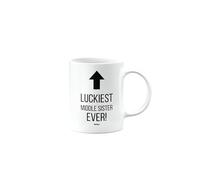 MIPOMALL Luckiest Middle Sister Ever Mug, Funny, Joke, Silly, Gag, Birthday Gifts for Men or Women, Secret Santa, Presents for Christmas, Cup, mm-CA_258_120