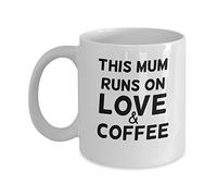 MIPOMALL Mothers Day Coffee Mug - This Mum Runs on Love and Coffee - Hot Chocolate Latte Mocha Tea Cup (11oz)