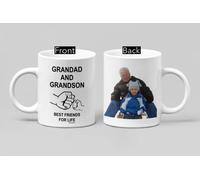 MIPOMALL Personalised Mug with Photo and Text, Grandad Birthday Gifts, Fathers Day Mug for Grandad, Happy Birthday Grandpa Cup, Christmas Presents from Grandson Grandchildren - Best Friends for Life