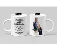 MIPOMALL Personalised Mug with Photo and Text, Grandma Birthday Gifts, Mothers Day Mug for Grandma, Happy Birthday Grandma Cup, Christmas Presents from Grandson Grandchildren - Best Friends for Life