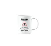 MIPOMALL Scuba Diving Mug for Diver, Funny Birthday Gifts for Men or Women, Secret Santa, Presents for Christmas, Warning This Person Will Talk About, mm-CA_211_96