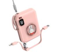 MIPOW Portable Charger Power Bank 10000mAh Battery Pack, 22.5W Fast Charging Power Bank with Built in Cables,Travel Essential USB-C Portable Phone Charger for iPhone Samsung Pixel Android iPad,(Pink)