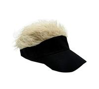 MIPPER Novelty Adjustable Sun Visor Cap with Fake Hair Wig Men Women Creative Baseball Tennis Golf Cap Hip Hop Funny Hat, Black/Blonde, One size