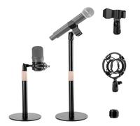Mippko Desktop Microphone Stand,Adjustable Height of Mic Stand,180°Rotation Universal and Shock Mount 2 Mic Clips,One 3/8"-16 Female to 5/8"-27 Male Aluminium Alloy Screw Adapter