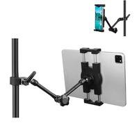 Mippko iPad Holder for Microphone Stand/Mic Music Stand,Tablet Mount Compatible with 4.7~12.9" / Nexus/LG G Pads/e-Reader/Switch/iPhone,360° Adjustable 10" Long Aluminum Alloy Arm