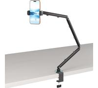 Mippko Phone Stand for Desk,3-Stage Adjustable iPhone Articulating Arm Heavy Duty C-Clamp Mount,33" Foldable Long Arm & 360°Rotation Holder,Fits 3.5~7.5" iPhone/HTC/LG/Nexus/Huawei/Galaxy