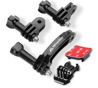 MiPremium Rotary Extension Arm Helmet Mount Set for GoPro Hero 13, 12, 11, 10, 9, 8, 7, 6, 5, 4, 3, 2, Session, XIAOYI and SJCAM Sports Action Cameras Motorcycle Curved Chin Mount Connector Kit
