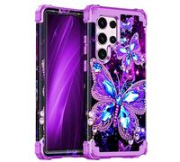 Miqala Compatible with Galaxy S23 Ultra 5G Case,Glow in The Dark Three Layer Heavy Duty Shockproof Protection Hard Plastic Bumper+Soft Silicone Case for Samsung Galaxy S23 Ultra,Dark