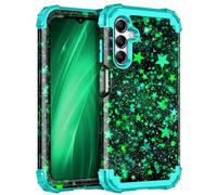 Miqala for Galaxy A16 5G Case,Glow in The Dark Three Layer Heavy Duty Shockproof Full Protection Hard Plastic Bumper+Soft Silicone Protective Case for Samsung Galaxy A16 5G 6.7 inch,Green Stars