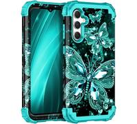 Miqala for Galaxy A54 5G Case,Glow in The Dark Three Layer Heavy Duty Shockproof Full Protection Hard Plastic Bumper+Soft Silicone Protective Case for Samsung Galaxy A54 5G 6.4 inch,Blue Black