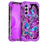 Miqala for Galaxy S22 5G Case,Glow in The Dark Three Layer Heavy Duty Shockproof Full Body Protection Hard Plastic Bumper+Soft Silicone Protective Case for Samsung Galaxy S22 6.1 inch,Royal Light